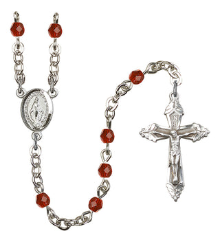 Silver Plated 4mm Fire Polished Miraculous Rosary in Ruby