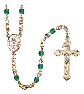Silver Plated 4mm Fire Polished Scapular Rosary in Zircon
