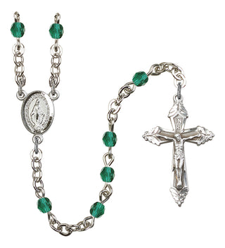 Silver Plated 4mm Fire Polished Miraculous Rosary in Zircon