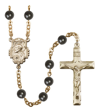 Gold Plated 7mm Black Scapular Rosary