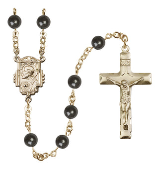 14 Karat Gold-Filled 7mm Black Scapular Rosary