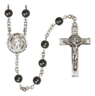 Sterling Silver 7mm Brown Saint Benedict Rosary