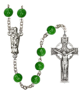 Silver Plated 6mm Round Saint Patrick Shamrock Rosary