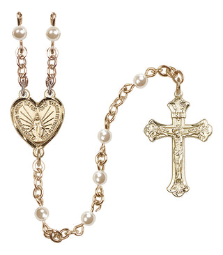 14 Karat Gold 4mm Faux Pearl Miraculous Rosary