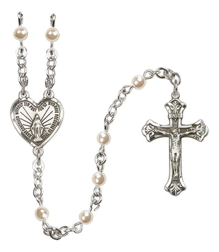 Sterling Silver 4mm Faux Pearl Miraculous Rosary