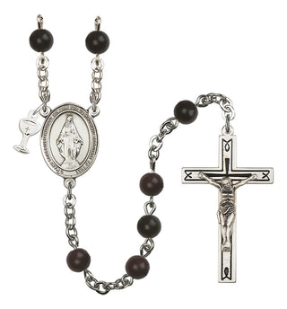 Silver Plated 6mm Black Miraculous Rosary