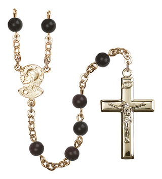 Gold Plated 6mm Black Scapular Rosary