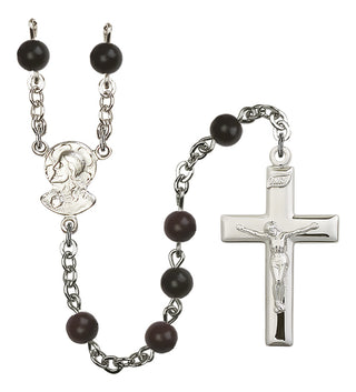 Sterling Silver 6mm Black Scapular Rosary
