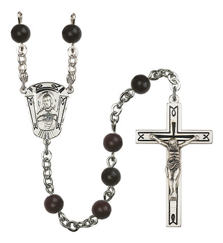 Sterling Silver 6mm Black Scapular Rosary