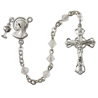 Silver Plated Rosary with 5mm Crystal beads