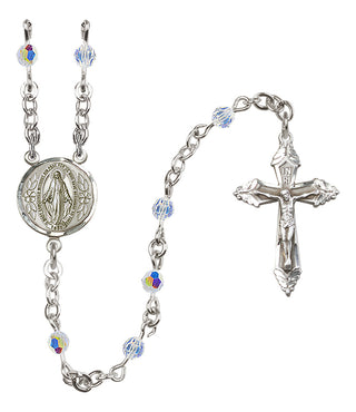 Silver-Plated 4mm Miraculous Rosary
