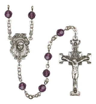 Silver Plated 6mm Austrian Crystal Madonnna Mary Rosary in Amethyst