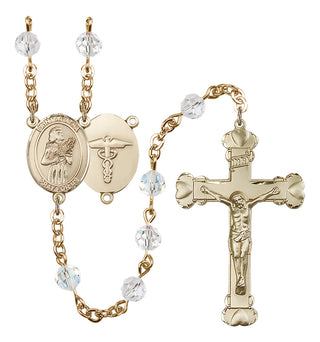 Gold Plated 6mm Austrian Crystal Saint Agatha / Nurse Rosary in Crystal