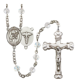 Silver Plated 6mm Austrian Crystal Saint Agatha / Nurse Rosary in Crystal
