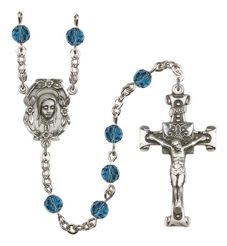 Silver Plated 6mm Austrian Crystal Madonnna Mary Rosary in Indocolite