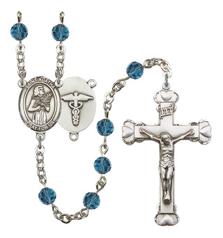 Silver Plated 6mm Austrian Crystal Saint Agatha / Nurse Rosary in Indicolite