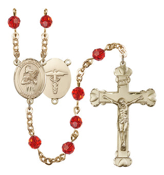 Gold Plated 6mm Austrian Crystal Saint Agatha / Nurse Rosary in Ruby