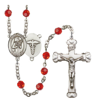 Silver Plated 6mm Austrian Crystal Saint Agatha / Nurse Rosary in Ruby