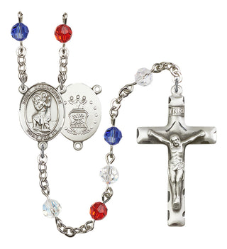 Silver-Plated 6mm Saint Christopher / Air Force Rosary
