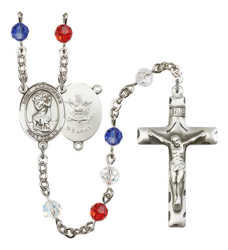 Silver-Plated 6mm Saint Christopher / Army Rosary