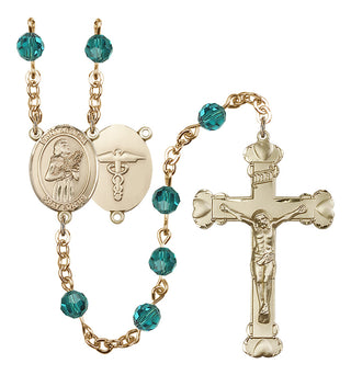 Gold Plated 6mm Austrian Crystal Saint Agatha / Nurse Rosary in Zircon