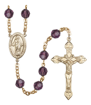 Gold Plated 8mm Austrian Crystal Scapular Rosary in Amethyst
