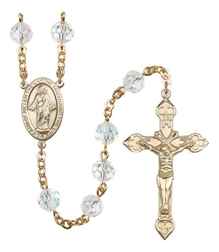 Gold Plated 8mm Austrian Crystal Scapular Rosary in Crystal