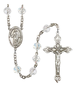 Silver Plated 8mm Austrian Crystal Scapular Rosary in Crystal