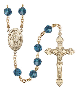 Gold Plated 8mm Austrian Crystal Scapular Rosary in Indocolite