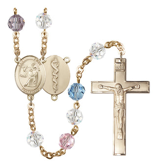 Gold-Plated 8mm Saint Luke the Apostle / Doctor Rosary