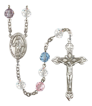 Silver Plated 8mm Austrian Crystal Scapular Rosary in Multi-Color