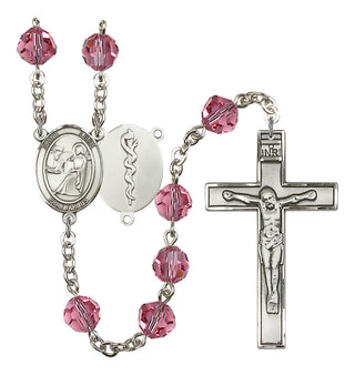 Silver-Plated 8mm Saint Luke the Apostle / Doctor Rosary