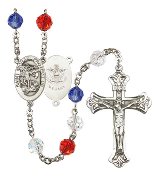 Silver-Plated 8mm Saint Michael the Archangel/Army Rosary