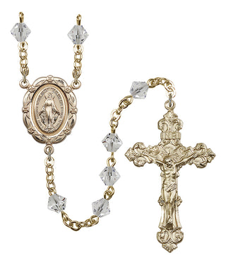 Gold Plated 6mm Austrian Crystal Miraculous Rosary in Crystal