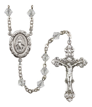 Silver Plated 6mm Austrian Crystal Miraculous Rosary in Crystal