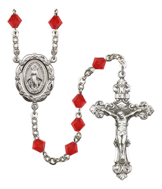 Silver Plated 6mm Austrian Crystal Miraculous Rosary in Ruby