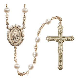 14 Karat Gold-Filled 6mm Faux Pearl Miraculous Rosary