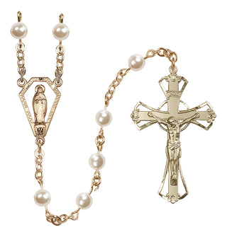 14 Karat Gold 6mm Faux Pearl Miraculous Rosary