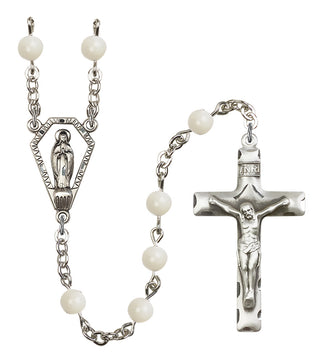 Silver Plated 6mm Imitation Mother of Pearl Miraculous Rosary