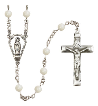 Sterling Silver 6mm Imitation Mother of Pearl Miraculous Rosary