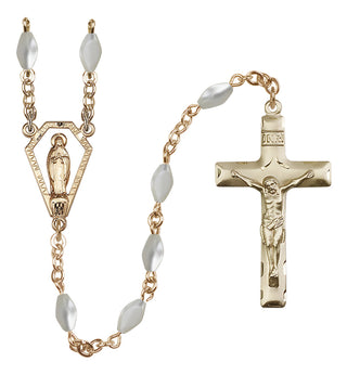 14 Karat Gold-Filled 5x7mm Imitation Mother of Pearl Miraculous Rosary