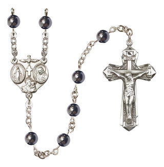 Sterling Silver 6mm Hematite 3-Way Rosary