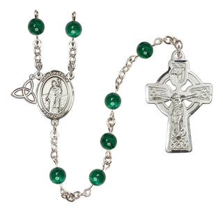 Silver Plated 6mm Malacite Saint Patrick Rosary