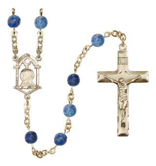 14 Karat Gold-Filled 6mm Semi-Precious Stone Madonna Mary/ Sacred Heart Rosary in Sodalite