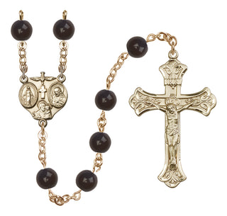 14 Karat Gold-Filled 8mm Black Onyx 3-Way Rosary