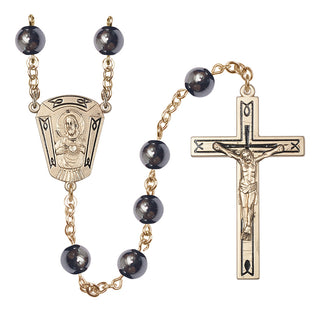 14 Karat Gold 8mm Black Onyx Scapular Rosary