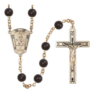 14 Karat Gold 8mm Black Onyx Scapular Rosary