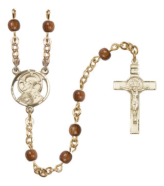 14 Karat Gold 4mm Wood Scapular Rosary