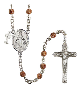 Silver Plated 4mm Wood Scapular Rosary