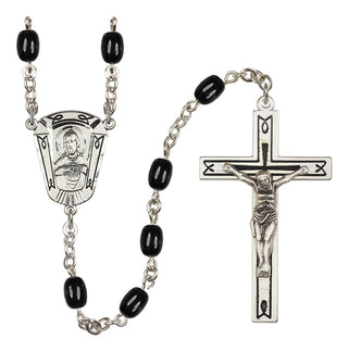 Silver Plated 4x8mm Black Scapular Rosary